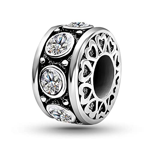 KunBead Breloque en forme de cœur avec pierre de naissance de janvier à décembre compatible avec bracelet Pandora pour maman, fille, grand-mère, petite-fille, nana, tante, épouse, sœur, meilleure amie