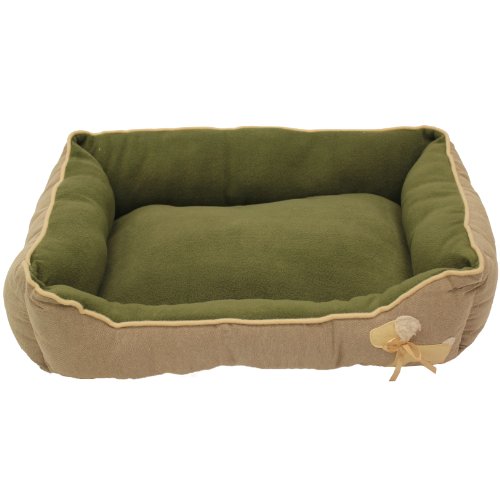 Mool Rectangular Cushioned Dog Bed, Width: 60 cm (24 inches), Grey /Green