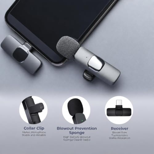 Image of DDLC K8 Wireless Lavalier Microphone | Noise Cancelling Collar Mic for All Smartphones | Plug & Play Clip-on Microphone for YouTube | Vlogging, Podcasts & Video Recording (k8)