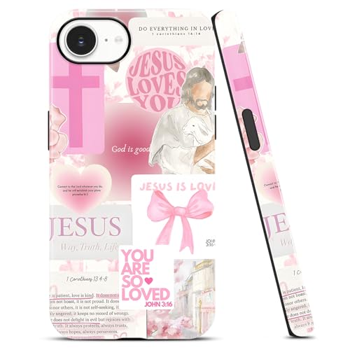 Coque de téléphone pour iPhone 16e motif croix chrétienne et joli nœud