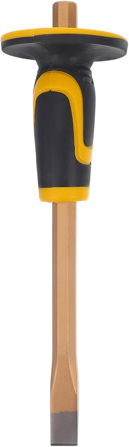 Gadpiparty Masonry Chisel 300mm with Hand Guard, Tungsten Alloy Steel Flat and Pointed Stone Chisel, Heavy Duty Manual Woodworking and Concrete Carving Tool for Demolition and Brickwork
