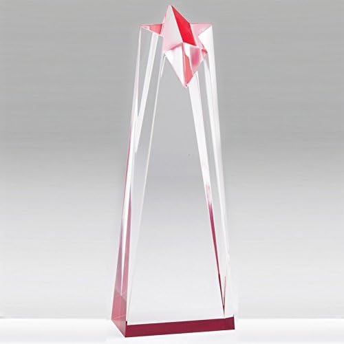 SHOP AWARDS AND GIFTS Acrylic Star Tower Trophy Award Personalized, Customizable Engraved Work Business Prizes, Red, 10 Inch