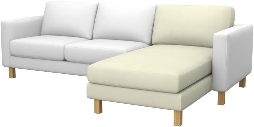 Soferia Replacement Compatible Cover for Karlstad Add-On Chaise Longue, Fabric Eco Leather Light Beige