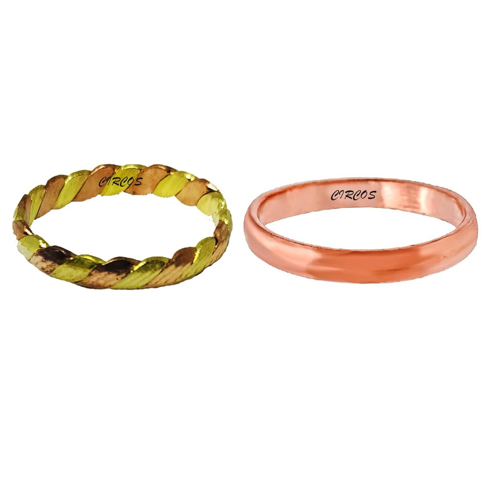 Handmade 99% Pure Copper and Copper Brass Prevent Joint Pain, Arthritis, Muscle spasms and Joint Health Benificial Trendy Fashion Thumb Finger Challa Ring for Men/Women-image-26