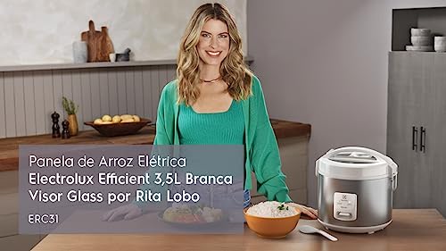 Panela Elétrica Electrolux vapor arroz capacidade 3,5L 10 xícaras 2 em 1 timer panela removivel anti