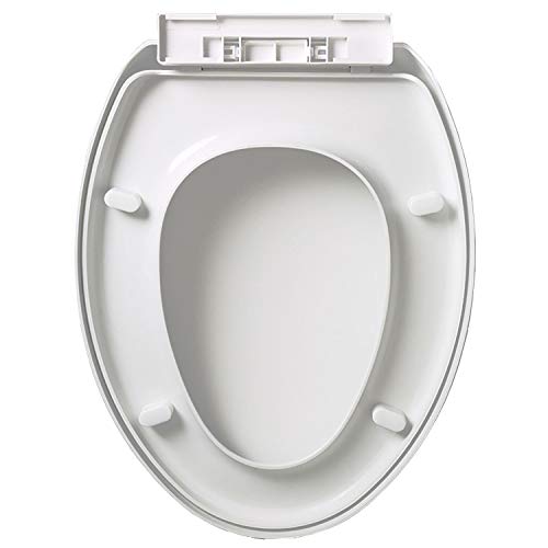 Image of MLD HKM-01 Wall Hung Polyethylene Oval Shaped Design Hydraulic Soft Closing PP Toilet Seat Cover Hinge Size adjustment sideways front back fit all brand Commode Close White Color