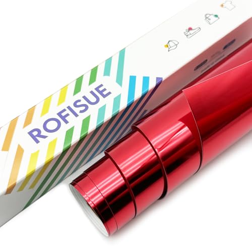 ROFISUE Metallic Red Foil Heat Transfer Vinyl 12Inch*6FT Bundle Chrome