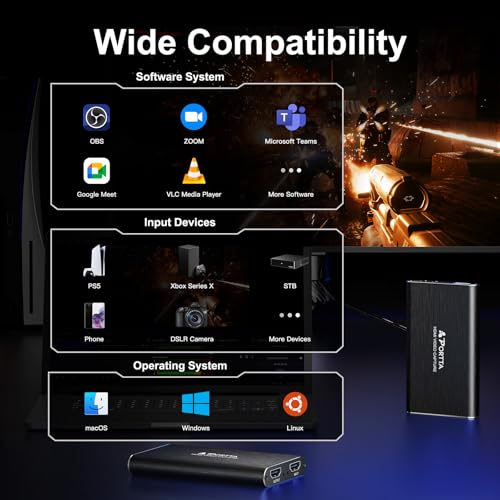 Portta PORTTA HDMI キャプチャーボード パススルー HCC101-BK の商品画像 5