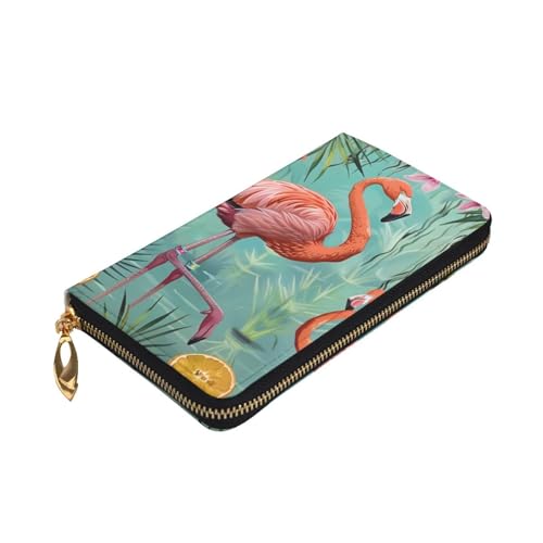 Flamingo Printed Long Wallet for Women Men Cute PU Leather Wallet with Coin Purse and Credit Card Holder3