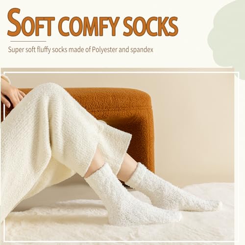 Premillow Fuzzy Socks for Women, Womens Winter Warm & Cozy Fluffy Socks 3 Pairs Ultra Soft Fabric Sleeping Slipper Sock for Women Gifts3