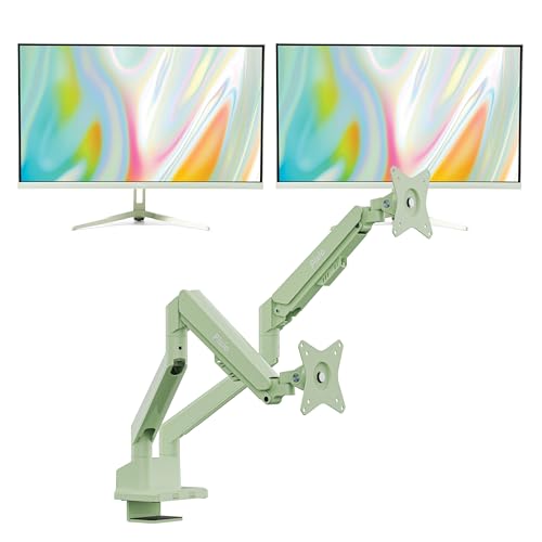 Image of Pixio Two PX279 Wave Mint Green 27 inch 240Hz Refresh Rate FHD 1080p Resolution Fast IPS Panel 1ms GTG Resonse Time Gaming Monitor and PS1D Wave Mint Green Dual Monitor Arm
