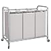 STORAGE MANIAC 3 Section Laundry Sorter, Laundry Hamper with Wheels, Gray | 35.6 Gal (135 L) Rolling Laundry Cart with Heavy Duty Lockable Wheels and Removable Bags, Separator Clothes Organizer Basket