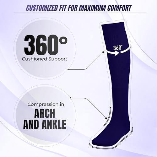 Vizari League Sports Socks for Boys and Girls | Polyester and Stretchable Adult League Socks | Soccer Socks with 360° Arch and Ankle Support | Football socks (Pack of 4)4