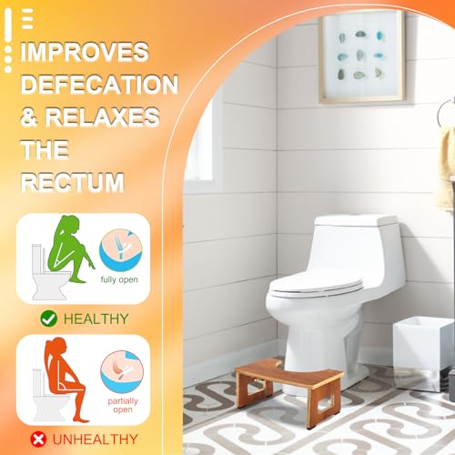 image for JACNITAD Foldable Toilet Stool, Bamboo Toilet Stool Squat Adults, 7 In
