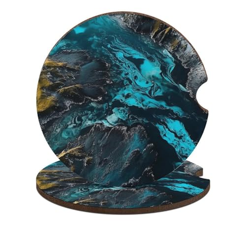 Posavasos para carros de madera con diseño Mountains and Streams, 2 unidades miniatura 1