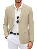 COOFANDY Men's Linen Blazer Casual Lightweight Two Button Sport Coats Formal Business Suit Jackets Unlined Blazer, XXL