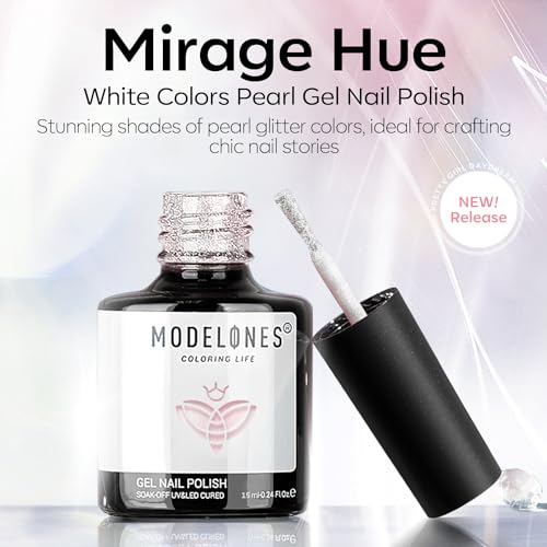 Image of modelones Glitter Baby Blue Gel Nail Polish Glitter Gel Nail Polish Soak-Off UV Gel Polish - 28+ Days Long-Lasting Salon-Quality Nail Art DIY Manicure & Gift 15ML