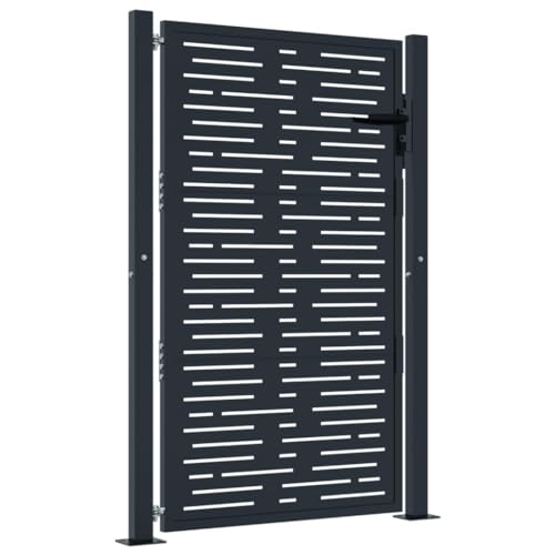 vidaXL Cancello Giardino Antracite 100x125 cm Acciaio Design Quadrato, cancello in Metallo, cancello da Giardino Anteriore, cancello da Giardino con Serratura