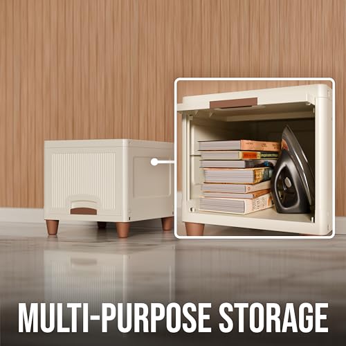 Image of Amazon Basics Multi-Purpose Organizer | Modular Storage Box for Clothes, Kitchen, Bedroom & Living Room | Stackable Rack, Space-Saving Wardrobe Cabinet (Off White), 1 Piece, Plastic