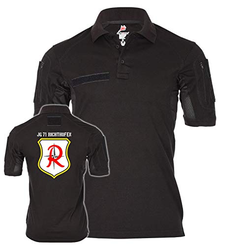 Polo tactique JG 71 Richthofen noir XXXL avec broderie militaire TaktLwG R