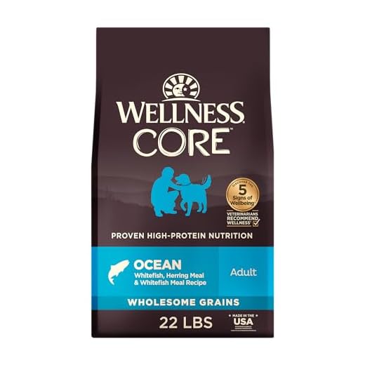 Wellness CORE Dry Dog Food, Wholesome Grains, High Protein, Natural, Ocean Whitefish & Herring Recipe, (22-Pound Bag)
