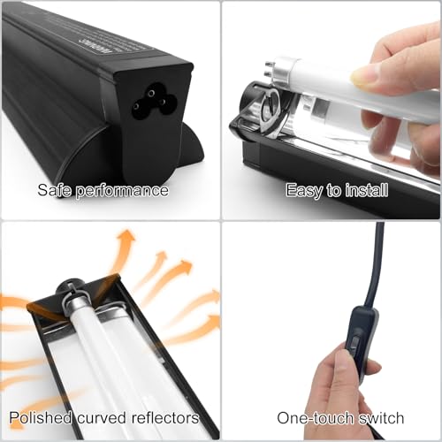 Mecesor MECESOR-LT-02 8W T5 Ho Uvb Lighting Fixture Combo Kit, Reptile Habitat Light Terrarium Hood Comes With Desert 10.0 Uvb T5 Lamp thumb #3