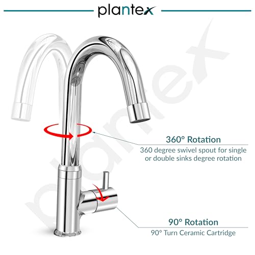 Image of Plantex Pure Brass Pillar Tap for Wash Basin with 360 Swivel Spout for Sink Tap with Water Saving Aerator-7 Year Warranty (ICO-912-Chrome)