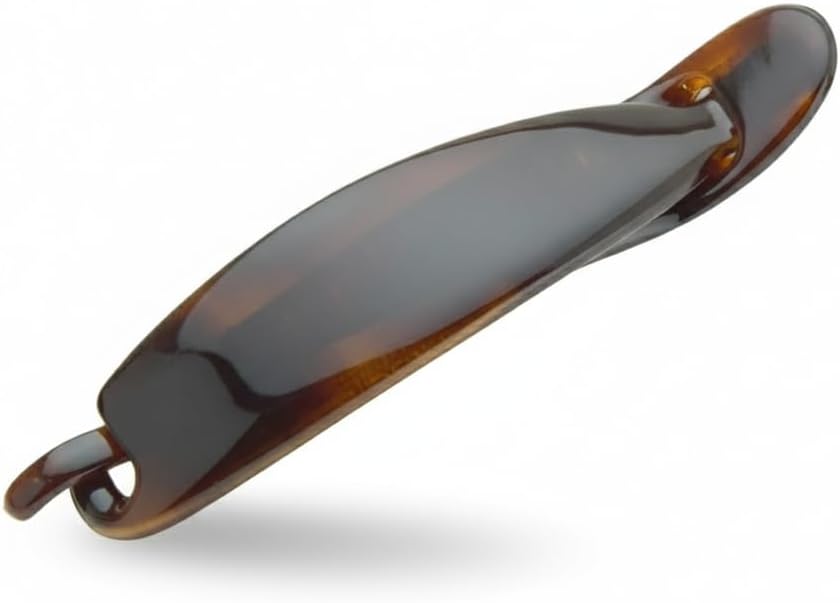 Parcelona French Sleek Tortoise Shell Brown Metal Free Hair Barrette | Large 4 1/2" Cellulose Acetate, Hair Clips for Women and Girls Paris Hair Accessories, Made in France