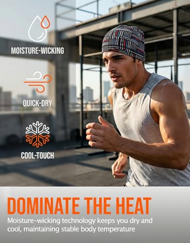 Image of Sweat Wicking Skull Caps Cooling Helmet Liner Hat Running Beanie Cycling Skullcap Sleeping Cap for Men Women