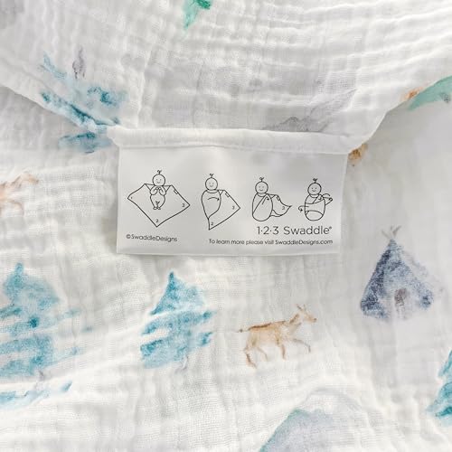 Image of SwaddleDesigns Cotton Muslin Swaddle Blankets for Baby Boy & Baby Girl, Set of 4, Neutral Receiving Blankets for Newborn, Baby Registry & Gift, 46x46 inches, Watercolor Mountains & Trees