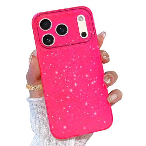 Coque iPhone Pro Max paillettes cadeau idéal rose vif pour femmes et filles