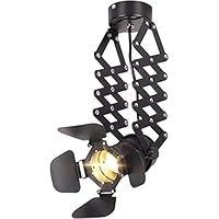 Aiskdan techo vintage lámpara E27, se puede subir y bajar foco techo, foco led interior de metal Luz blanca cálida, Adecuado para tienda, Sala de estar, Comedor (con fuente de luz)