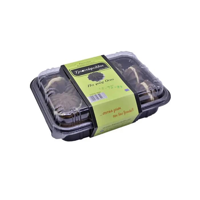 Koulourakia Cookies Petit four (Pti-Four) with cocoa Cookies and Oreo-style cream filling. 400g (14.10 oz) Pack of 4