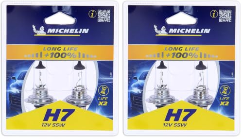 MICHELIN H7 Glühlampe Fernscheinwerfer 55W PX26d Fernlicht Halogen Birne 008717 (Packung mit 2) – Ansicht 1