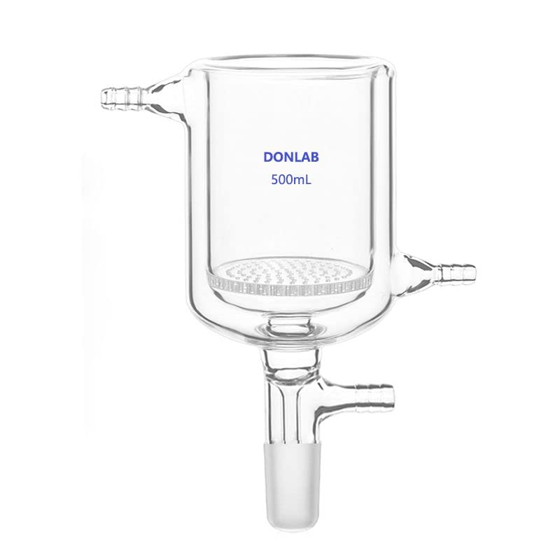 EES0030 30mL Jacket Filter Funnel, Perforated Glass Plate, Glass Buchner Funnel with Vacuum Hose Connection
