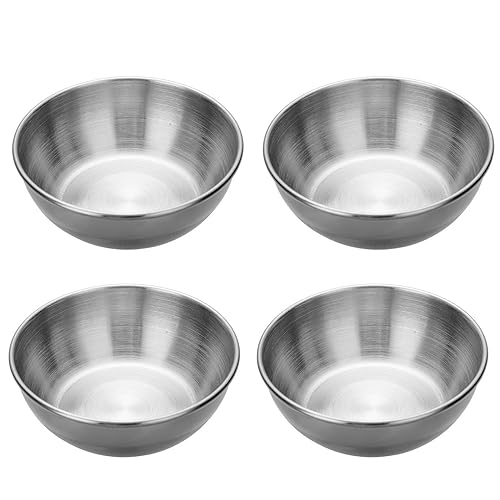 soulnioi Dipping Bowls, Stainless Steel Sauce Dishes, Mini Round Seasoning Dishes