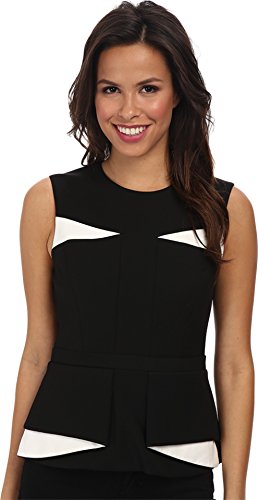 BCBGMAXAZRIA Women's Aspyn Contrast Folded Peplum Top