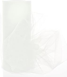 6" Premium Tulle Fabric Roll for Crafts, Wedding, Party Decorations, Gifts - White 25 Yard Spool