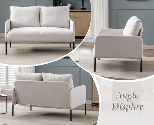 chairus Sofa 2 Sitzer Leinen Doppelsofa für Wohnzimmer Couch Sofa Kleines Apartment Modern Mini Couch für Schlafzimmer (Beige)
