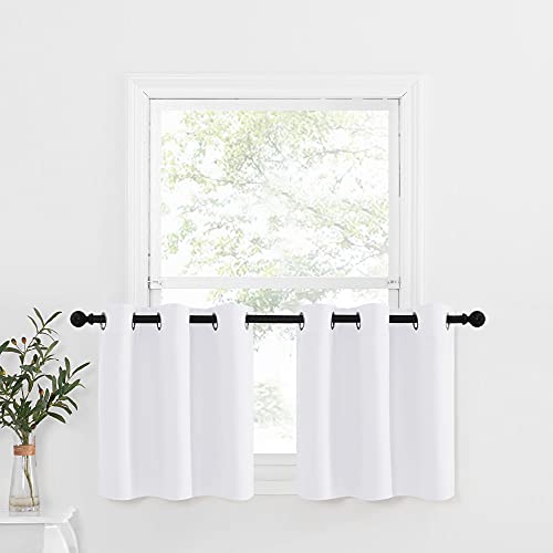 NICETOWN 50% Blackout Curtain Tiers Valances - Grommet-Top Design Room Darkening Window Treatment Drapes for Cafe & Dining Room Decoration, 2 Panels,