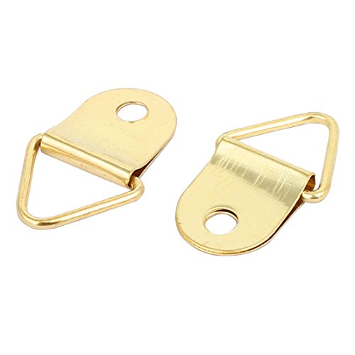Image of uxcell Picture Photo Frame Cross Stitch Triangle Ring Hanger Hook Gold Tone 50pcs