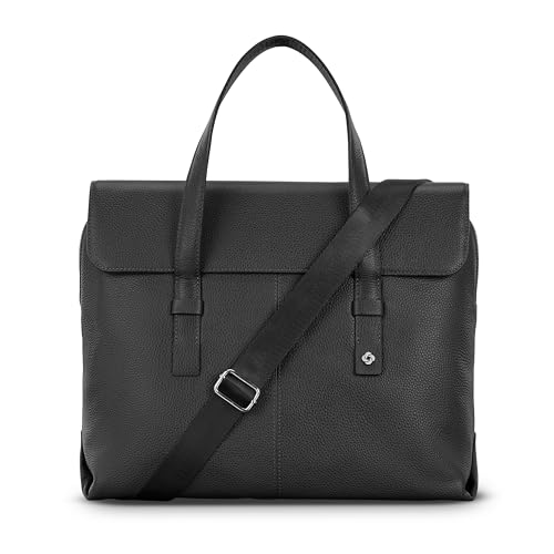 Image of Samsonite Mobile Solution 2 Convertible Pebbled Leather Briefcase Laptop Bag with Crossbody Strap, Padded Sleeve