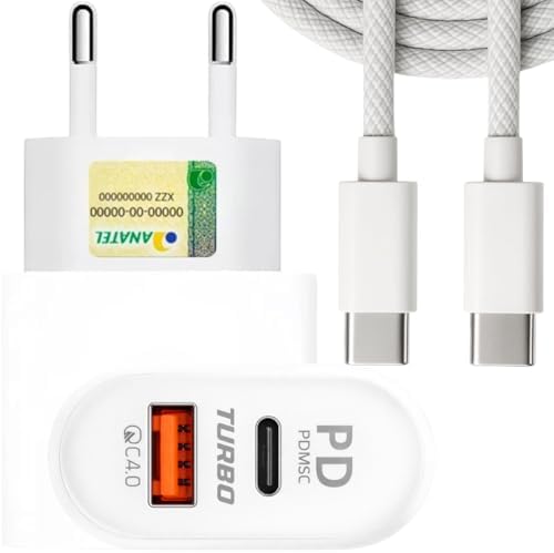 Kit Carregador Super Turbo 40W Porta Dupla (USB-A + USB-C) + Cabo...