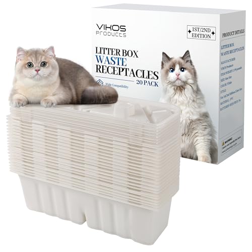 VIKOS Products 20-Pack Litter Box Waste Receptacles Compatible with Littermaid 1St/2nd Edition Automatic Cat Litter Box Disposable Waste Receptacles for Littermaid Convenient & Odor-Free Disposal
