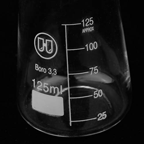H HILABEE Erlenmeyer Flask Laboratoriumfles, conische fles, 125 ml, 125 ml - Afbeelding 3
