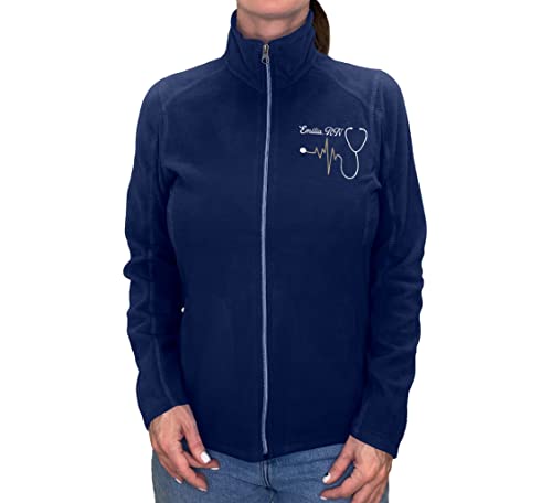 Custom Nurse Jacket - Women's Fleece Lightweight Embroidered Full-Zip Medical Nursing Jacket3