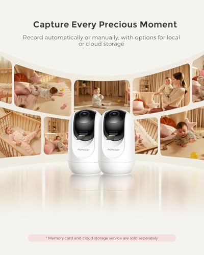 Momcozy BM04 Smart WiFi Baby Monitor with 2 Cameras, 5'' 1080P Split Screen Video Baby Monitor with Camera and Audio, Clear Night Vision, 5000mAh Battery, 2-Way Audio