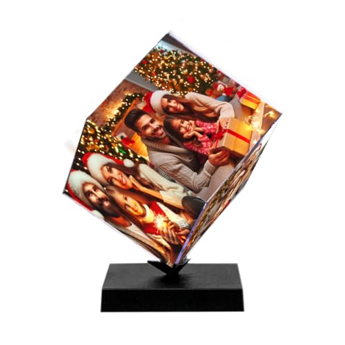 Cubo Acrílico Porta Retrato Já Com Fotos 8x8cm Giratório