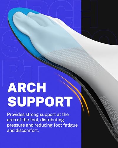 Walkhero Plantar Fasciitis Pain Relief Insoles High Arch Support Orthotic Shoes Inserts, Relieve Flat Feet and Foot Fatigue (Mens 9-9 1/2 | Womens 11-11 1/2, Blue) - Thumbnail 3