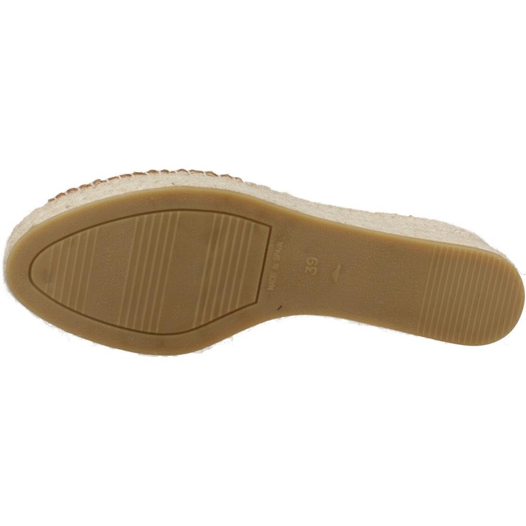 MACARENA - Sandalia de pala con cuña de esparto,pulsera al tobillo,suela de goma,piel,espadril,con brillo para: Mujer
